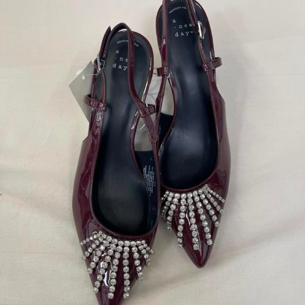 NWT A New Day burgundy patent slingback flats ✨ Size 11